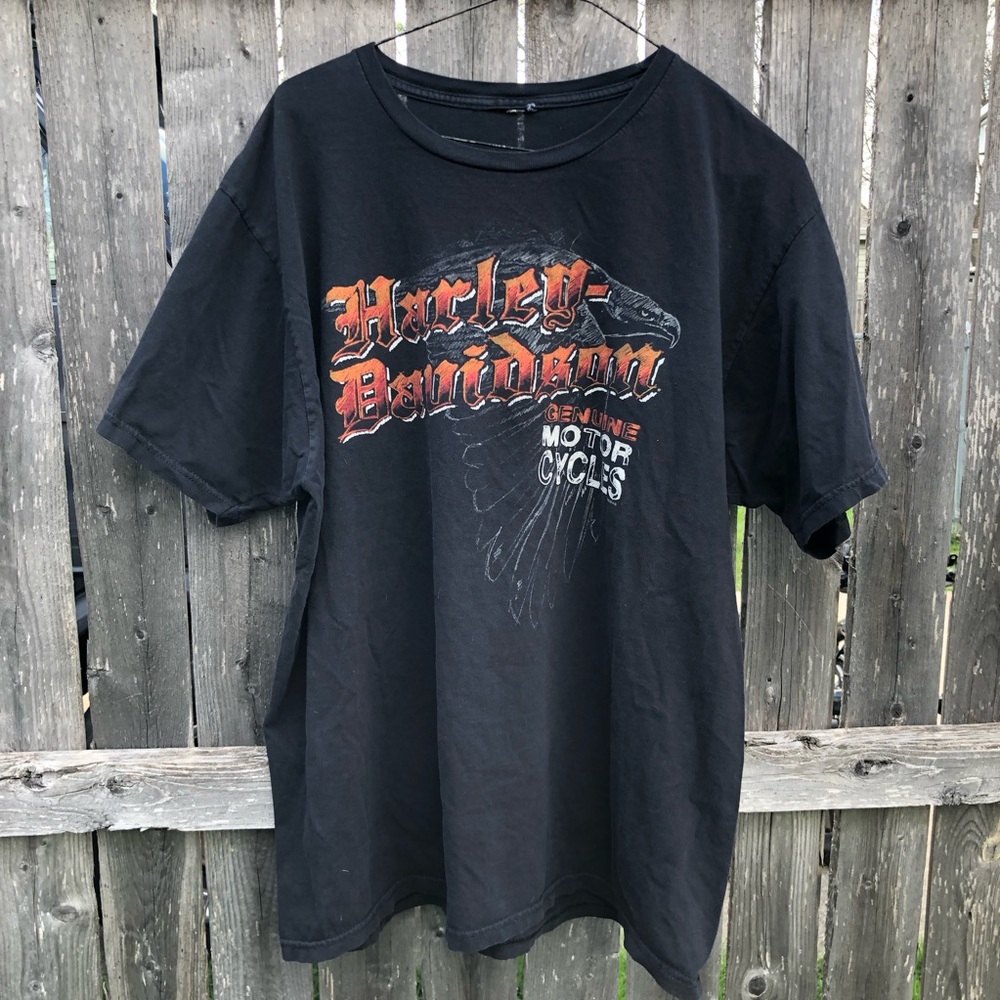 Harley-Davidson Black Tee with Orange Eagle Graphic